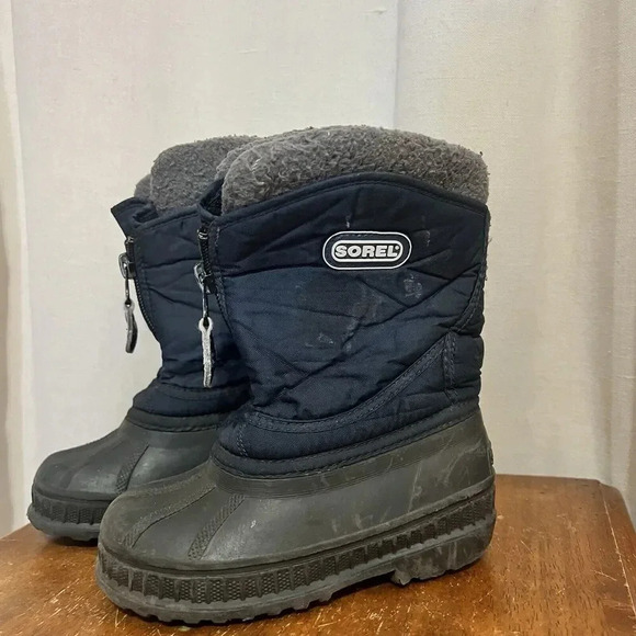 Sorel Boots Youth Kids 9 Flurry Snow Insulated Waterproof Mid Calf Blue Warm Ski - Picture 1 of 15